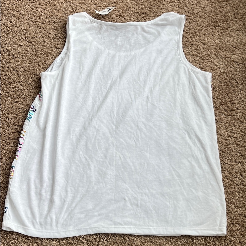 Cato White Sequin Embellished Tank Top - Picture 6 of 6